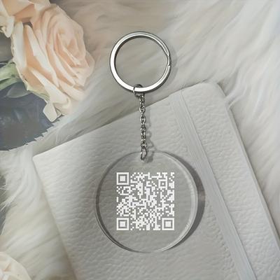 TEMU 30pcs Customizable Acrylic 2d Barcode Keychain, Round, Personalized, Lightweight, With Ring , For Business, Social Media, Decoration, Festival Gift Image