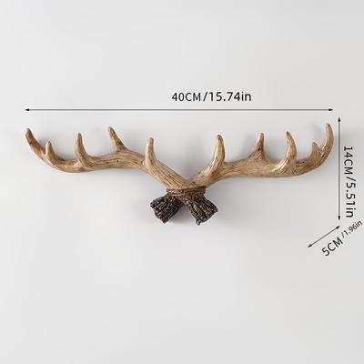 TEMU 1pc Rustic Resin Deer Wall Hooks, Decorative Coat And Key Hanger, Creative Entryway Wall Art For Home And Retail Display Image