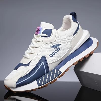 TEMU Men's Casual Sports Sneakers | Black With White Accents | Lightweight, Non-slip Rubber Sole | Comfortable Eva Insole | Stylish Low- For Outdoor & Casual Attire Image
