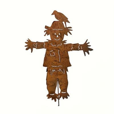 TEMU Vintage Metal Garden Decor - Rustic With Crow, Ideal For Easter And Fall Themes, Outdoor Yard Decoration, Garden Decoration | Vintage Garden Art | Durable Outdoor Decor, Garden Decorations Image