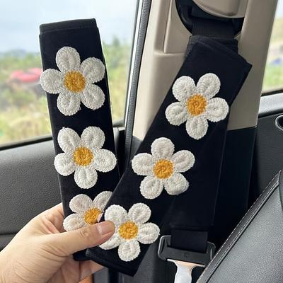 TEMU 2pcs Car White Shoulder Protector Car Seat Belt Shoulder Cover Universal For All Shoulder Pressure Image