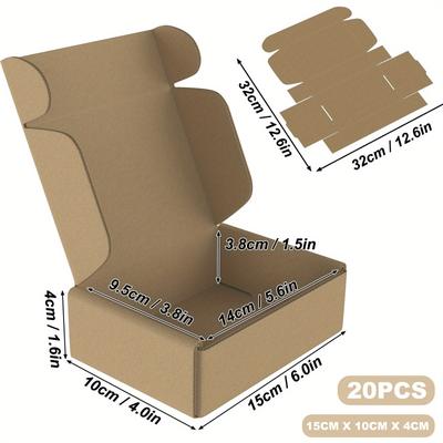 TEMU 20pcs Gift Boxes Packaging Boxes Transport Boxes Collapsible Cardboard Boxes Cartons Packing Boxes Brown Multi-sizes Image