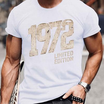 TEMU Plus Size Men's Summer T-shirt, 1972 Edition Graphic Print Short Sleeve Tees Trend Casual Tops For Daily Life, Big & Tall Guys Image