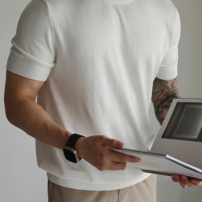 TEMU Men's Round Neck Short Sleeve Sweater - This Season's Fashion Leader Image