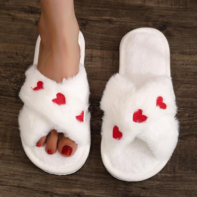 TEMU Cozy -toe Slippers With Fluffy - Sole, Plush Fabric Lining, White Fluffy Slippers For Indoor & Outdoor Use, , Cute Slippers Image