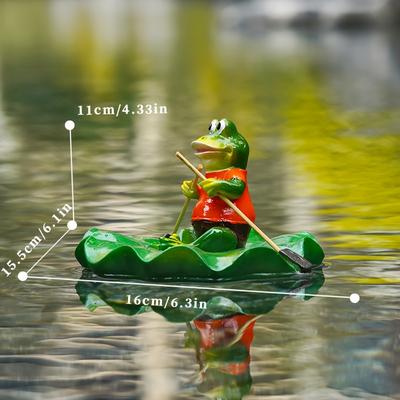 TEMU 1pc Resin Frog Statue On Lily Pad - Vibrant , Ideal For Aquarium, Garden & Desktop Decor, Valentine's Day Gift, Frog Garden Decoration Image