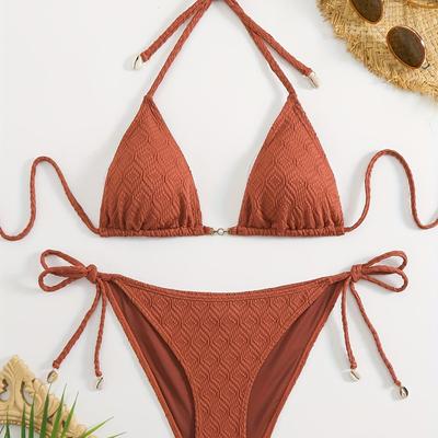 TEMU Qvr Women' Color Bikini Set, Medium Stretch, 82% Polyester 18% Spandex, 190g/m², For Beach Image