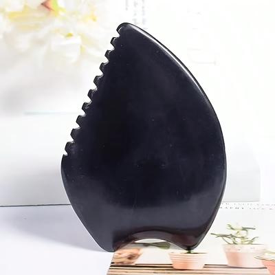 TEMU 1pc Natural Stone Gua Sha Facial & Body Scraper Tool - Black Teardrop Design For Neck, Face, Shoulder & Full- Massage, Light Beige Care Spa Tool