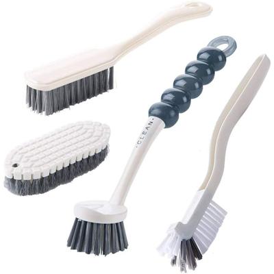TEMU 4pcs Cleaning Brush Set, Plastic Handle Kitchen And Bathroom Brushes, With Dishwashing, Cup, Scrub, And Detail Brushes, For Home Cleaning Image