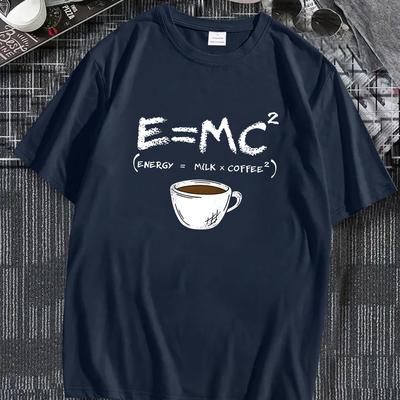 TEMU E=mc Print Tee Shirt, Tees For Men, Casual Short Sleeve T-shirt For Summer Image