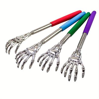 TEMU 4pcs Colorful Extendable Telescopic Back Scratchers - Portable Metal Claw Design For Hard-to-reach Areas,, | Unique Grip Handle | Durable Scratcher Image