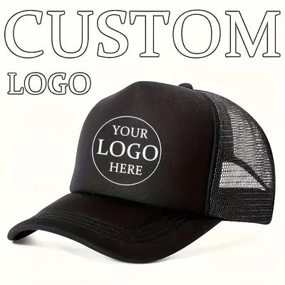 TEMU Custom Logo Trucker Hat - Adjustable Breathable Mesh Baseball Cap For Men, Outdoor Casual Wear, Durable Polyester With Personalized Design, Outdoor Headwear Image