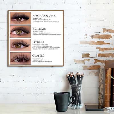 TEMU Room Decor 1pc Aesthetic Frameless Canvas Poster 12x12 Inch - Wrapped Canvas Material, Eyelash Extension Styles Wall Art For , Office, Bedroom Decor Image