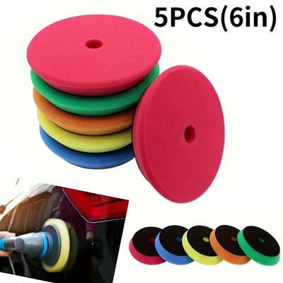TEMU Polyurethane Polishing Disc Set, Da Pad, Medium Coarse Sand Grain, Car Wax Wheel, For Enhancing Automotive Details And Gloss Image