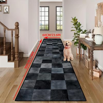 TEMU Golden Diamond Velvet 1pc, Hotel Villa Anti-slip Long Mat, Beautiful Bedside Mat For Bedroom, Gorgeous And Fashionable Living Room Mat, And Easy-to-clean Kitchen Mat, Courtyard Doormat Image