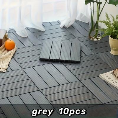 TEMU 10pcs Heavy Duty Outdoor Flooring, Self-piecing Plastics Outdoor Tiles 11.42'' For Patio, Garden, Balcony Flooring System Image