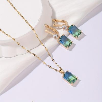 TEMU 3pcs Set Dangle Earrings Jewelry Sets For Women Party Pendant Necklace Accessories Image
