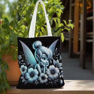 TEMU 1pc 2d Flat Printing Portable Shoulder Bag, Spacious And Stylish Linen Handbag, Suitable For Work, School, Shopping, Gifts, Music Festival Gifts, Holiday Gifts Image