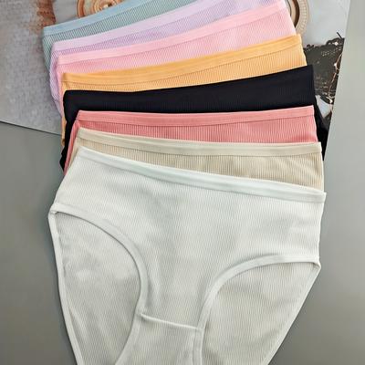 TEMU 8pcs Women's High-waisted Briefs - Sexy Solid Color, Breathable & Comfortable, Soft Fabric, Seamless Design, Casual Attire Or Special Occasions Image