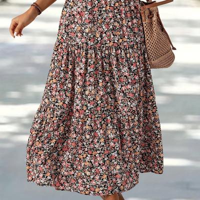 TEMU Floral Print Waist Skirt, Casual Ankle Length Skirt For , Women's Clothing Image