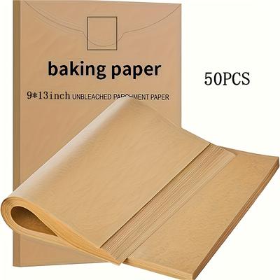 TEMU 50pcs Pre-cut Paper Baking Sheets - 9 X 13 Inch Unbleached Sheets For Half Sheet Pans, Baking, Cooking, Grilling, Air Fryer, Steaming And More Image