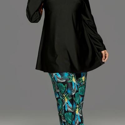 TEMU Middle East Swimsuit Large Size Suit Loose Covering Long Sleeve Full Body Pants Covering Belly Conservative Slimming Women's Hip Cover Image