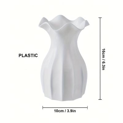 TEMU 1pc White Plastic Vase With Mouthpiece - Contemporary Trumpet-shaped Decorative Bottle For Home Décor, Tv Stand, Or Entryway Display, Vases Home Decor Image