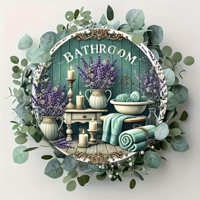 TEMU 2d Flat, 1pc, Vintage Lavender Round Wooden Wall Art - Perfect Suitable For Bedroom, Office, Garden, Wedding, Birthday , Thanksgiving Christmas, Home Decoration, 2d Flat Image