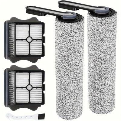TEMU 5pcs S5 Series Replacement Brush Rolls & Hepa Filters - Compatible For Vacuum Cleaners (s5, S5 Pro, S5 Pro 2, S5 Extreme) - Includes 2 Gray Bristle Brush Rolls & 2 Black Hepa Filters Image