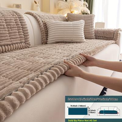 TEMU 1pc Bohemian Style Sofa Cover, Plush Thick Warm Sofa Cover With Edges, A Pet , And Decoration Cover. Image