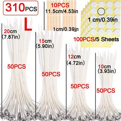 TEMU 310pcs Candle Making Kit Soy Wax Making Supplies Diy Lover Gifts Aromatherapy Candle Accessories 50pcs Candle Wicks 100pcs Nano Stickers 10pcs Wood Stick Wick Centering Tools Image