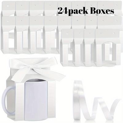 TEMU 24pack Paper Mug Boxes, 11-12oz, Sublimation, With 1 Roll Ribbon And Window, For Blanks Gift Wrapping And Gift Image