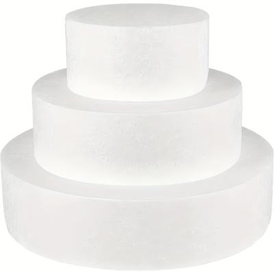 TEMU 3-tier White Foam Cake Set For Decor & Crafts - Ideal For Wedding Cake Displays, 6/8/10 Inches, Cake Decorating Practice, Wedding Cake Display | Minimalist Cake Design | Smooth Texture Image