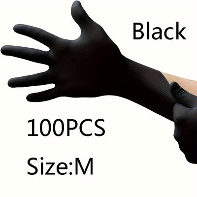 TEMU [100pcs Disposable Waterproof Nitrile Gloves] -pack , Waterproof Disposable Plastic For Kitchen, Living Room, Cooking, Tattoo, Nail Care, Household, Salon Use - Latex-free Image