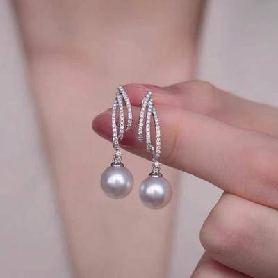 TEMU Elegant Copper Hoop Earrings With Pearl Drop And Synthetic Zirconia, And Gift Occasion Jewelry For All Image