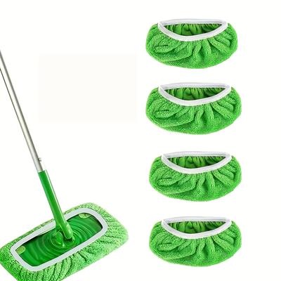 TEMU Set Of 4 Reusable Mop Cloths - Machine Washable & Long-lasting, Absorbent For Wet And Dry Cleaning, Easy To Clean Flat Mop Covers, Cleaning Essentials Image
