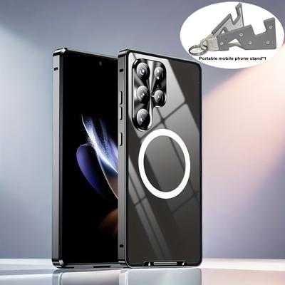 TEMU An Elegant And Stylish Frosted Anti-drop Protective Cover, This Frame Magnetic Phone Case Is Designed For Galaxy S25, S24, S23, And S22 Ultra, Featuring A And Practical Two-piece Set. Image