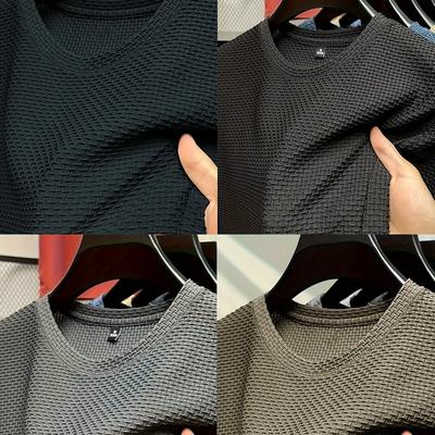 TEMU 4pcs Men's Moisture-wicking Crew Neck T-shirts In Assorted Colors - Breathable, Comfortable, And Breathable For Gym Or Casual Wear, Workout Shirts Image