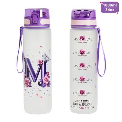 TEMU 1pc 1000ml (34oz) Babybear Customizable Sports Water Bottle - Leak-proof, Anti-slip, Frosted Finish, Lid, Fitness, Running, Cycling, Outdoor Activities & Gift Image