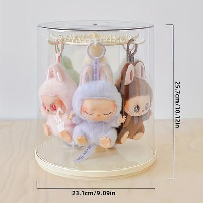 TEMU 1pc Labubu Rotating Display Collection Cabinet, Dust-proof Storage Rack, Cylindrical 360 Degree Rotating Collection Cabinet, Very Suitable For Labubu Collection, Valentine's Day Gift, Ideal Gift. Image