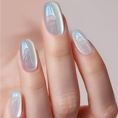 TEMU 30pcs Of Cat Eye Nail Tips + 1pc Of Jelly Glue + , Suitable For Women' Nail Decoration. Image