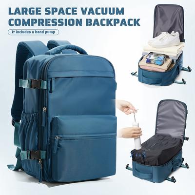 TEMU Large Capacity Lightweight Travel Backpack With Hand Pump,vacuum Backpack - Multiple Compartments For Laptops, Shoes & Clothes, Unisex For Business, Vacation & Casual Trips Image