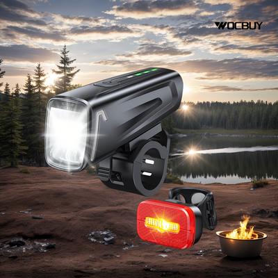 TEMU Wocbuy Rechargeable Bicycle Light Set, Type C Front & Rear Lights Approved, Led Bicycle Lighting For Night Riding, Cycling, Camping, Helmet, And Backpack Safety And Visibility In Low Light Image