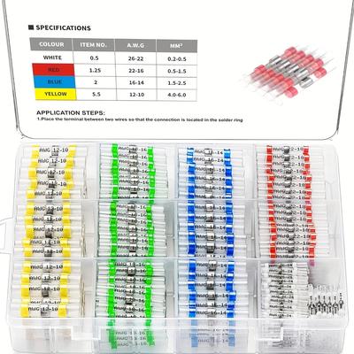 TEMU 400pcs Solder Seal Wire Connectors, Self Soldering Thermal Butt Connector Waterproof Insulated Electrical Butt Splice Wire Terminals For Marine Automotive Boat Truck Image