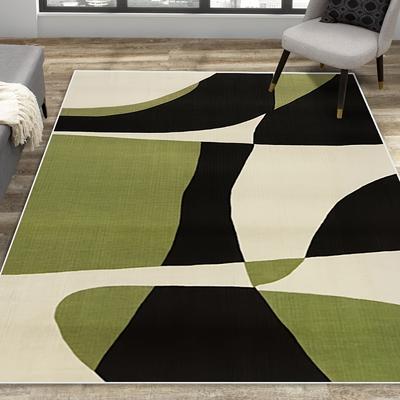 TEMU Light Luxury Abstract Geometric Black Washable Room Carpet Rectangular Pattern Carpet Non-slip Bedroom Carpet Indoor Rugs For Kitchen Home Office Hotel Mall Home Decor Room Decor Rugs Image
