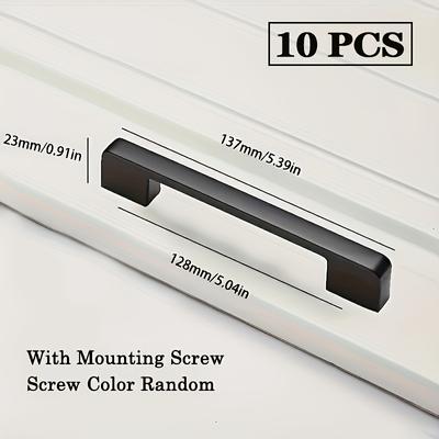 TEMU 10pcs Black Aluminum Cabinet Pulls - Durable Metal Drawer Handles In 4 Sizes With Mounting Screws, Corrosion-resistant Kitchen Knobs For Home & Furniture, Drawer Pulls Image