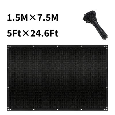 TEMU 5-foot Heavy-duty Privacy Fence Screen - Uv Protection, Windproof Outdoor Cover For Backyard & Garden, Black With Eyelet Design And Tie Straps Included, Car Line, Mesh Image