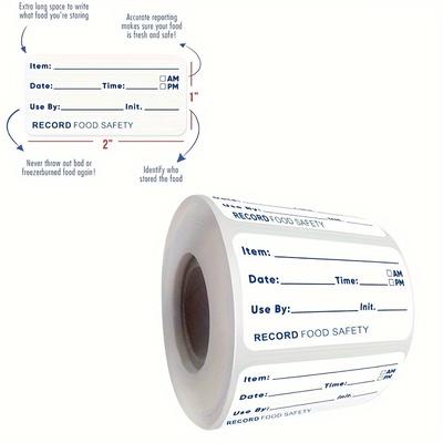 TEMU 500pcs Food Safety Date Labels, Record Keeping Stickers With Pre-printed Item, Date, Time , English Letter And Number Pattern, Paper Material For Kitchen Use Image