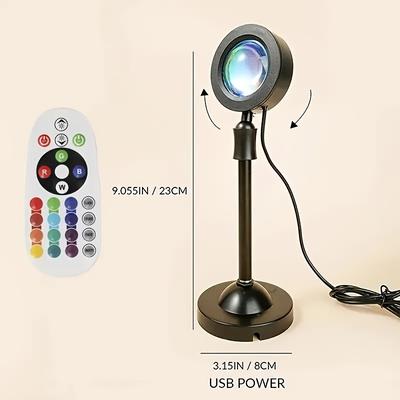 TEMU Ahfectny Usb-powered Sunset Projection Lamp With 16 Color Options, 360° Rotating Night Light & Remote Control – Sleek , Adjustable Brightness, Bedroom, Party, Or Wedding Decor, Lamp For Bedroom Image