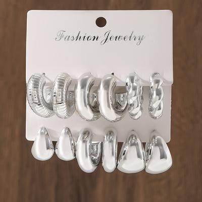 TEMU A Set Of 12 Geometric Patterned Stylish Circular Earrings For Women, Suitable For And As A Gift For Holidays, Showcasing An Elegant And . Image